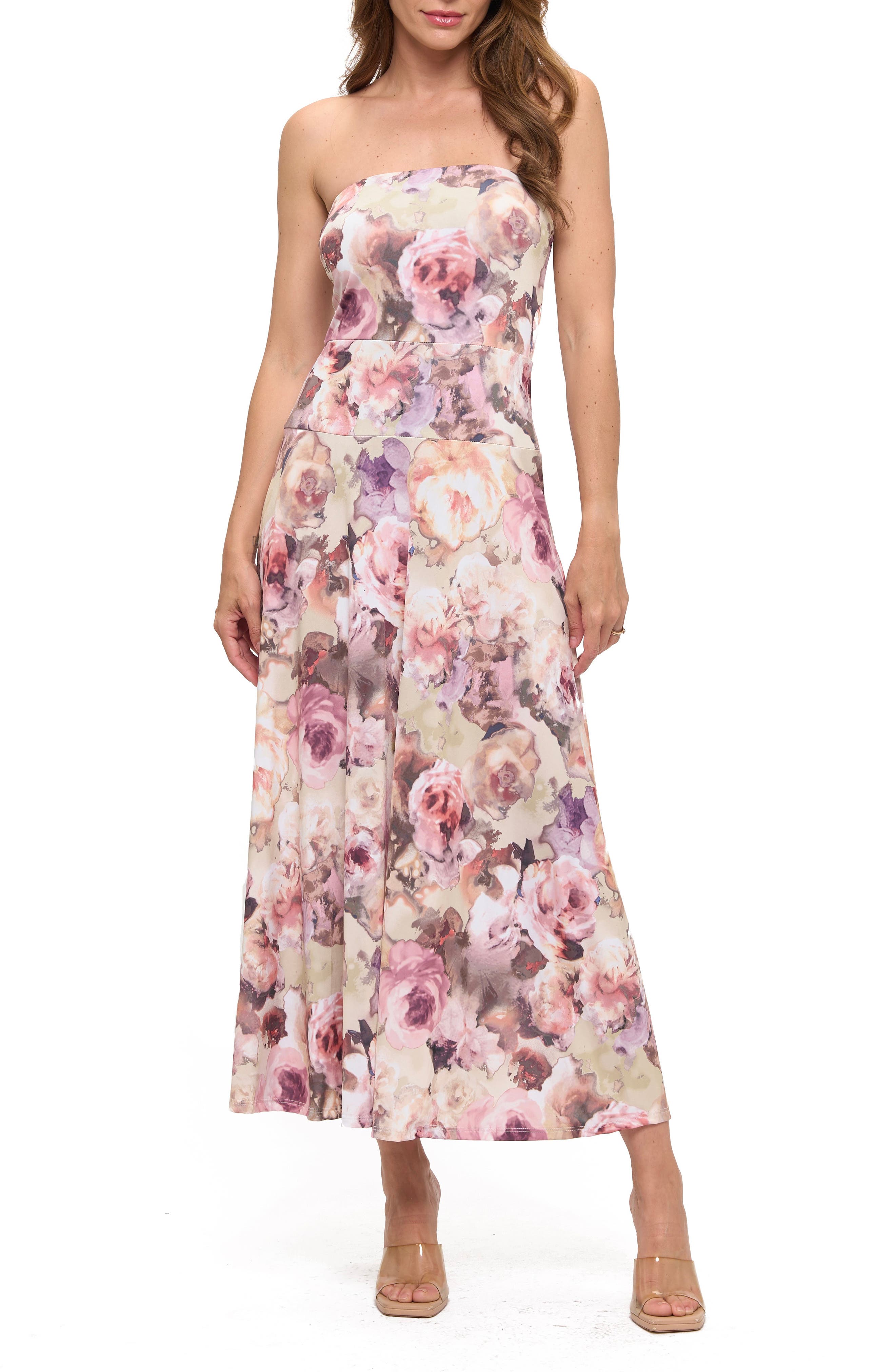 Printed Strapless Dress