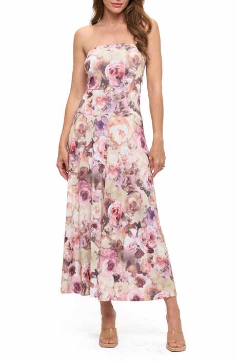 Printed Strapless Dress