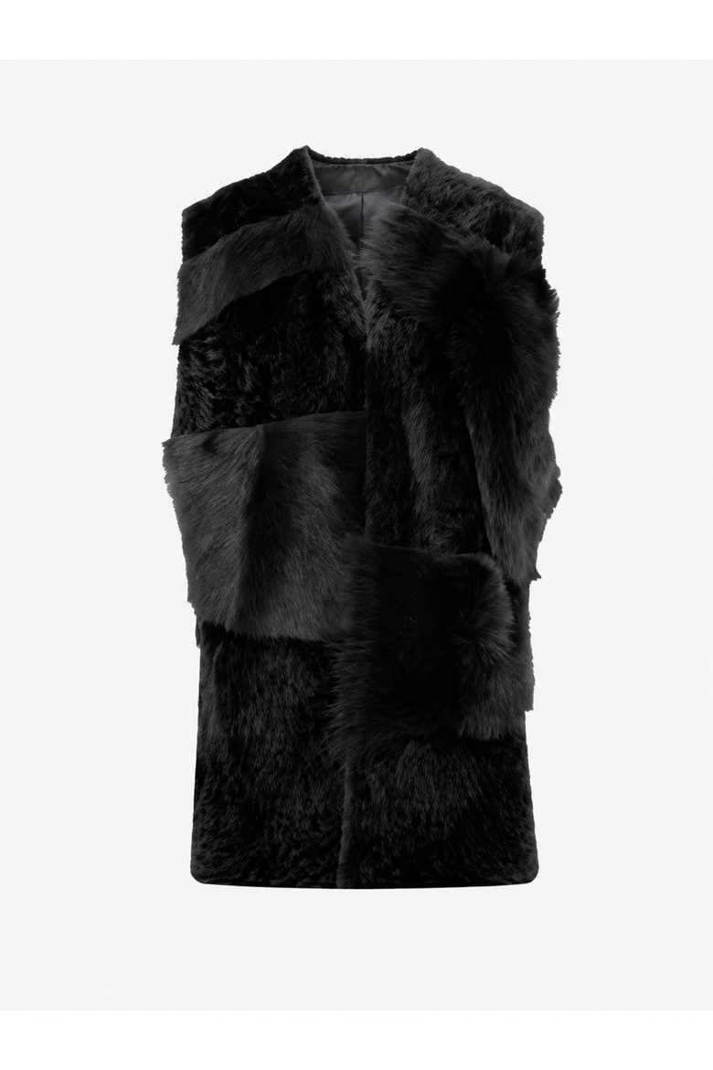 Dolce Shearling Midi Vest, Main, color, Black