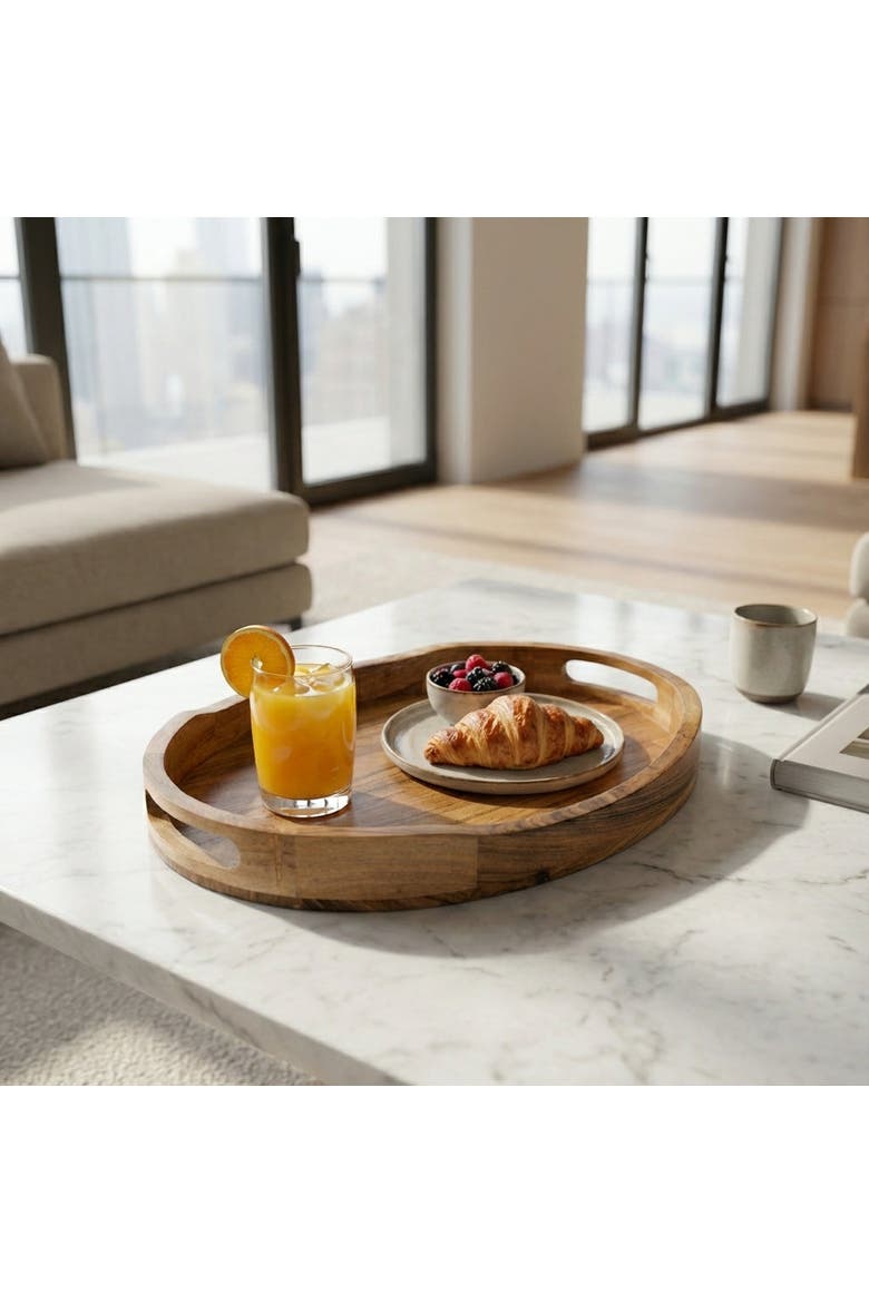 Acacia Wood Oval Serving Tray, Alternate, color, Natural Acacia Wood