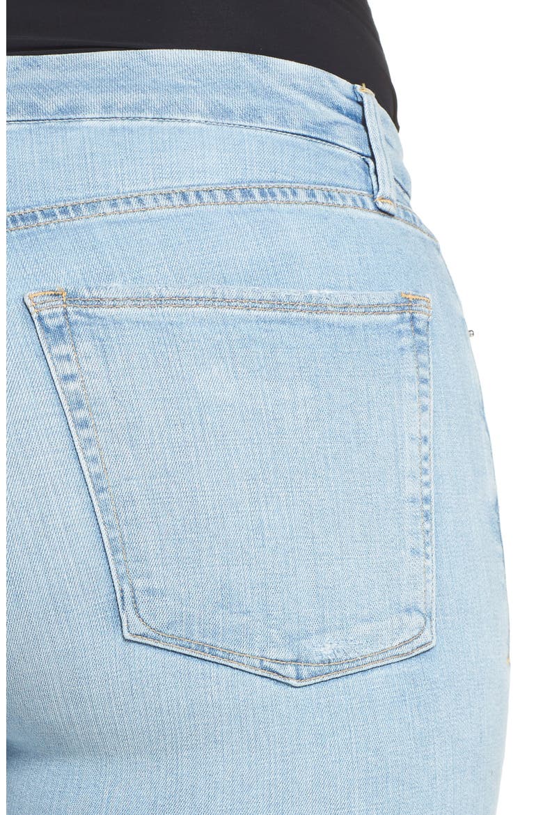 Destroyed Denim Bermuda Shorts, Alternate, color, BLUE 039