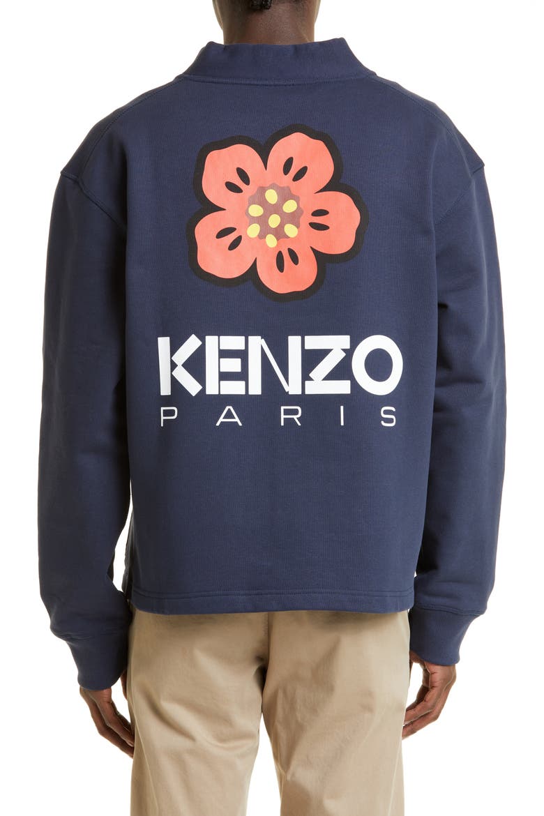 Boke Flower Graphic Fleece Cardigan, Alternate, color, 77 - MIDNIGHT BLUE