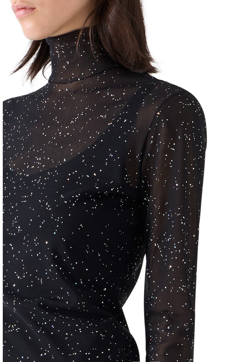 Metallic Starry Sky Tulle Mock Neck Top, Alternate, color, METALLIC SILVER