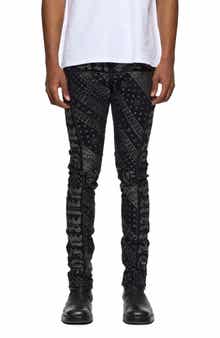 PURPLE BRAND Hotfix Crystal Gothic Flag Skinny Jeans