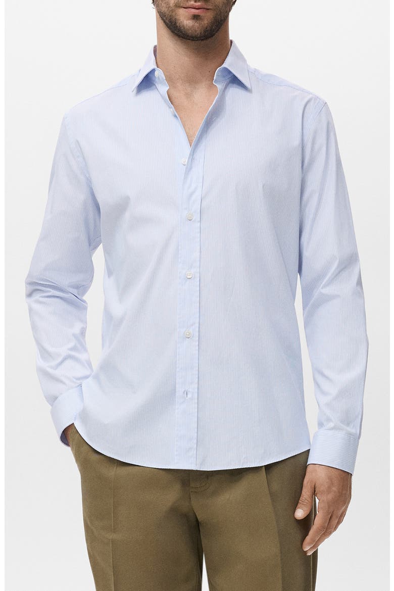 Regular Fit Stripe Cotton Button-Up Shirt, Main, color, WHITE