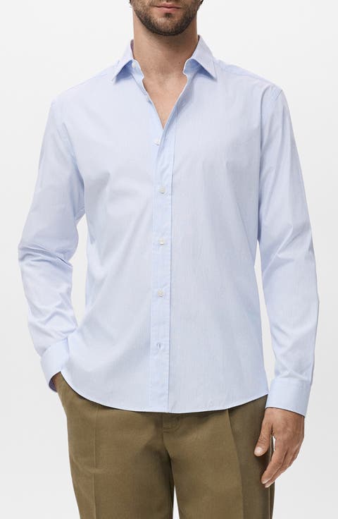 Regular Fit Stripe Cotton Button-Up Shirt