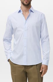 MANGO Regular Fit Stripe Cotton Button-Up Shirt