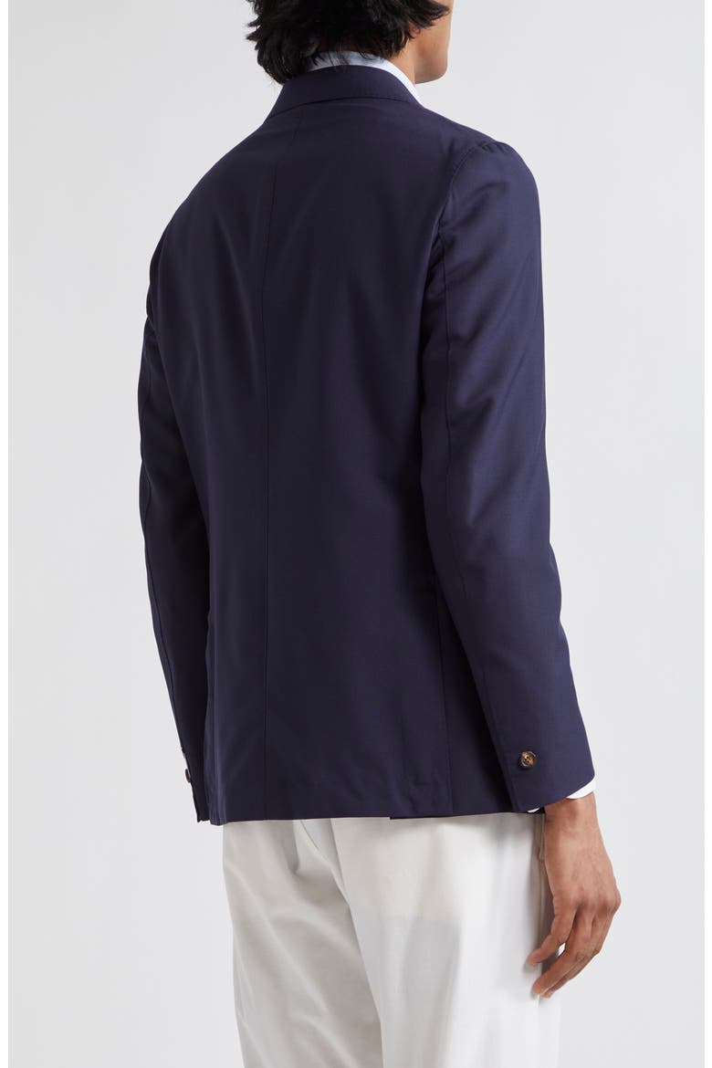 Three-Button Wool & Silk Blazer, Alternate, color, BLUE