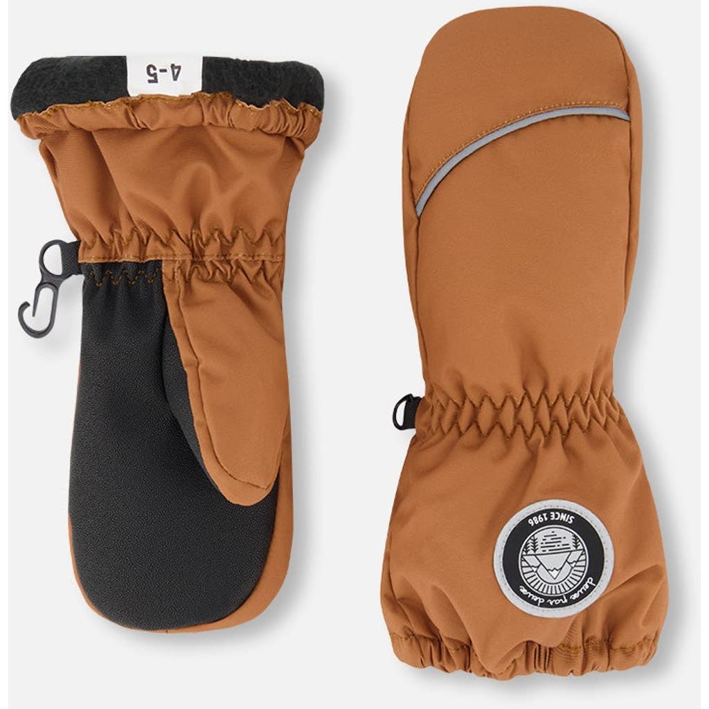 Deux Par Deux Boy Winter Mittens Play In Brown