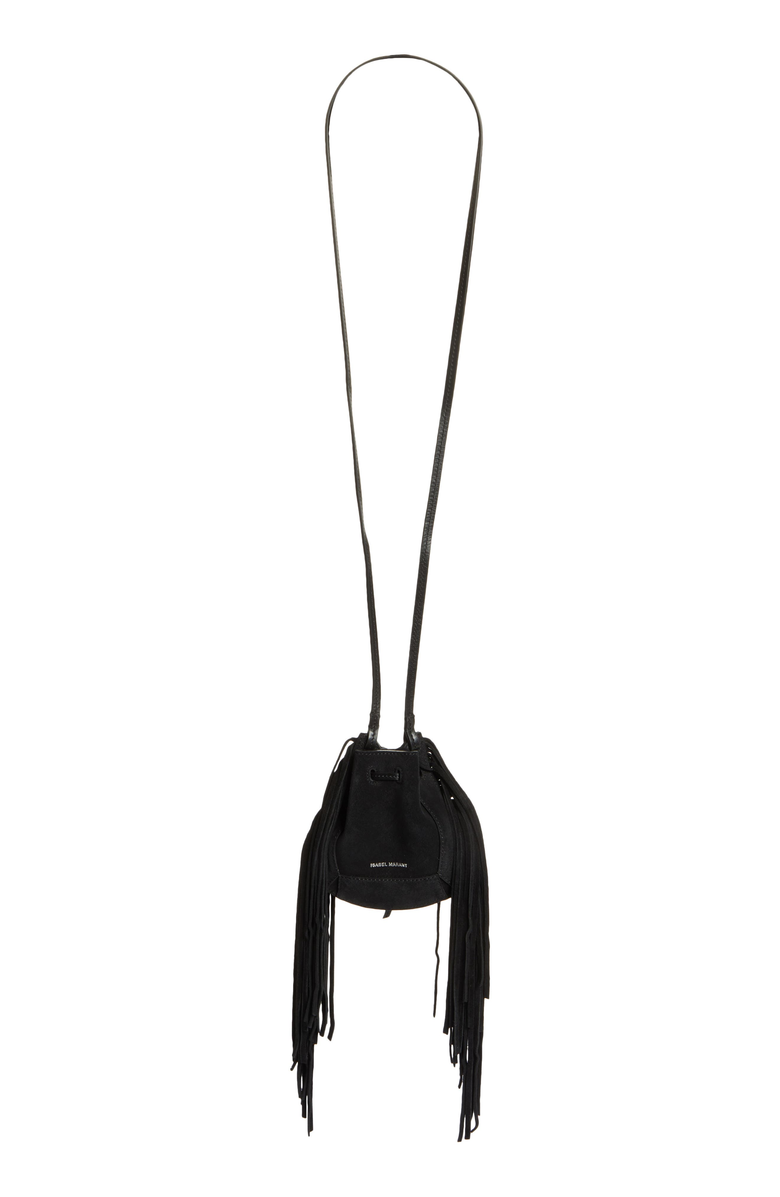 Isabel Marant Miskaf Suede Fringe Crossbody Bag, Main, color, 