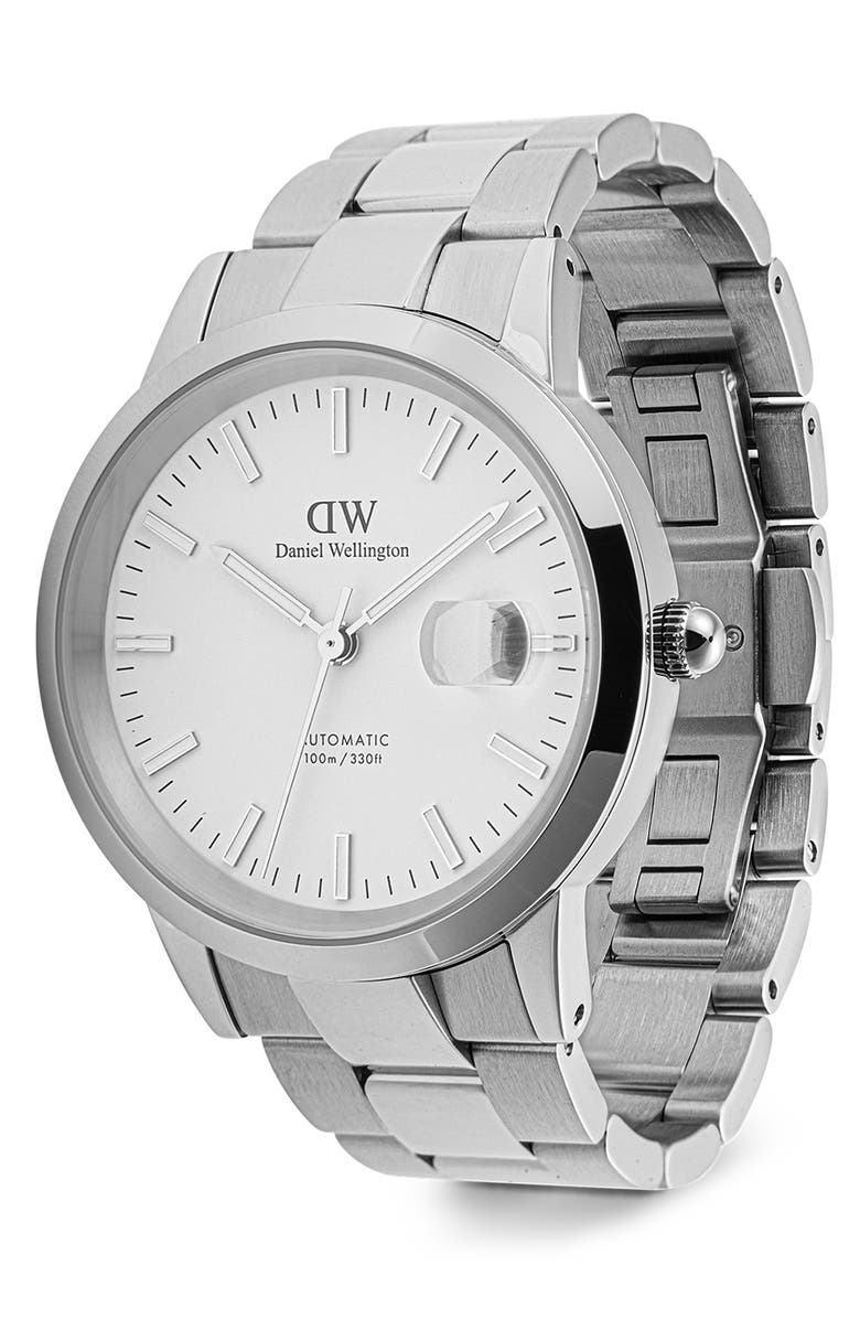 Daniel Wellington Iconic Link Automic Bracelet Watch, 40mm, Alternate, color, Silver