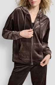 DKNY Rhinestone Velour Zip Hoodie