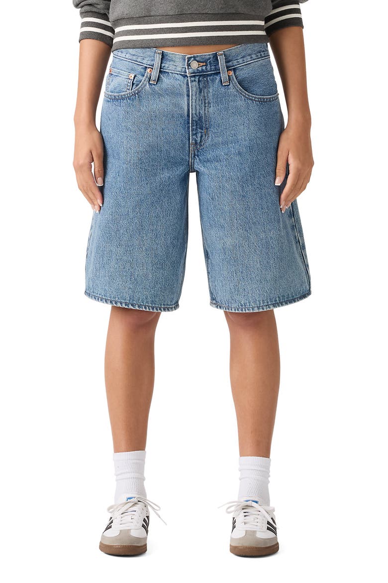 Middy Knee Length Denim Shorts, Main, color, TWISTED STONE