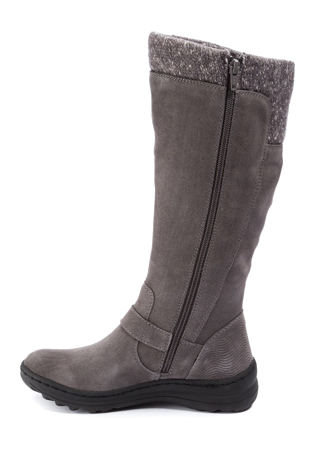 Adele Tall Water Resistant Faux Shearling Boot, Alternate, color, GUNMETAL