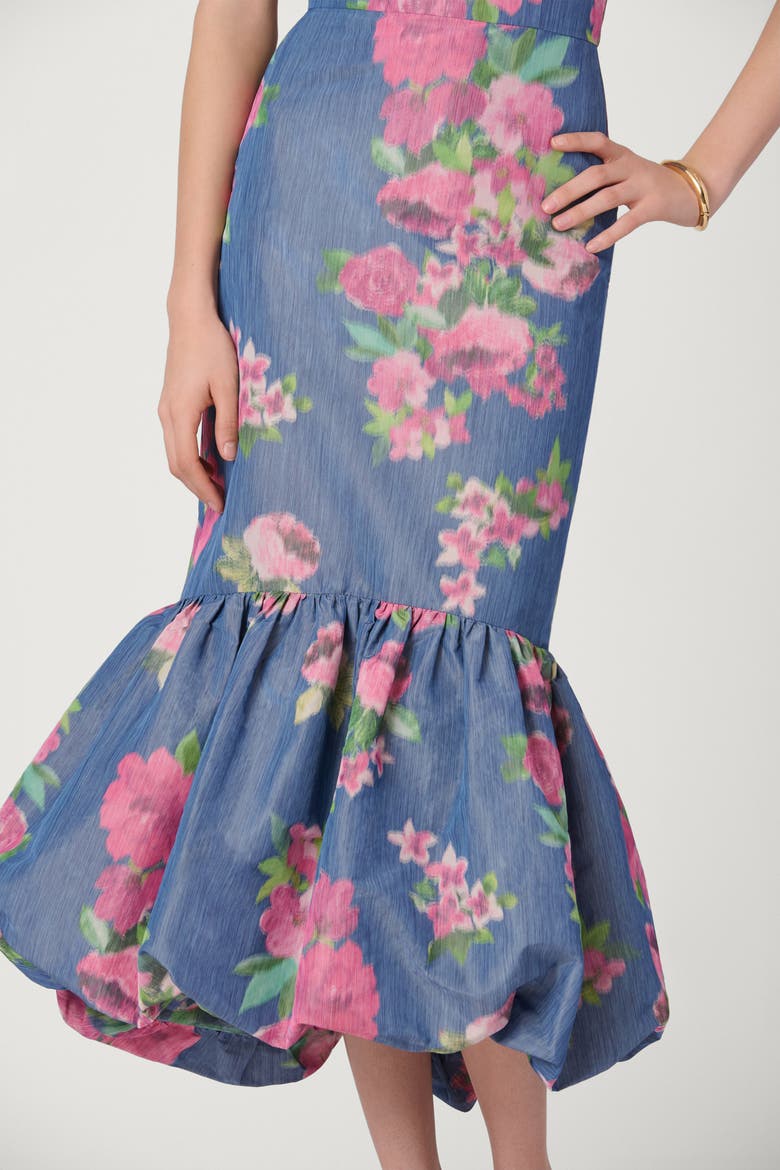 Rose Printed Chine Taffeta Midnight Julieanne Dress, Alternate, color, Navy Multi