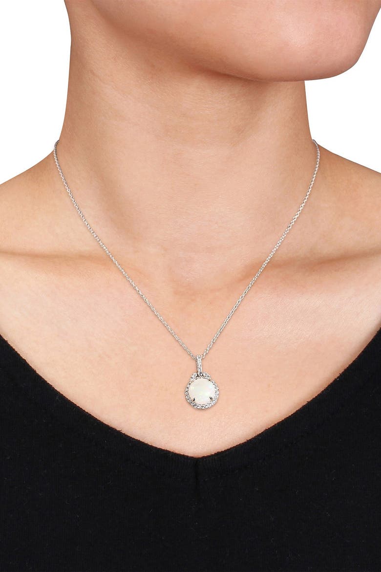 Sterling Silver Opal & White Topaz Pendant Necklace, Alternate, color, WHITE