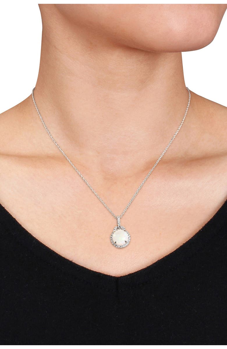 DELMAR Sterling Silver Opal & White Topaz Pendant Necklace, Alternate, color,