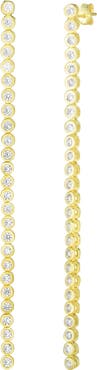 SPHERA MILANO 14K Gold Plated Sterling Silver CZ Linear Drop Earrings