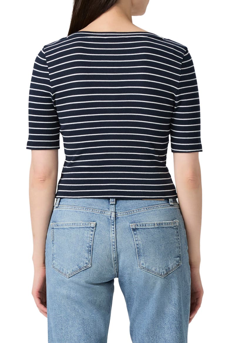 Evette Short Sleeve Button-Up Sweater, Alternate, color, NVYWHT