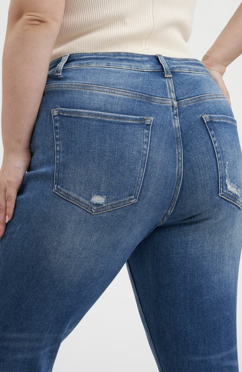 Bayeas High Waist Distressed Straight Leg Mom Jeans In Medium Blue