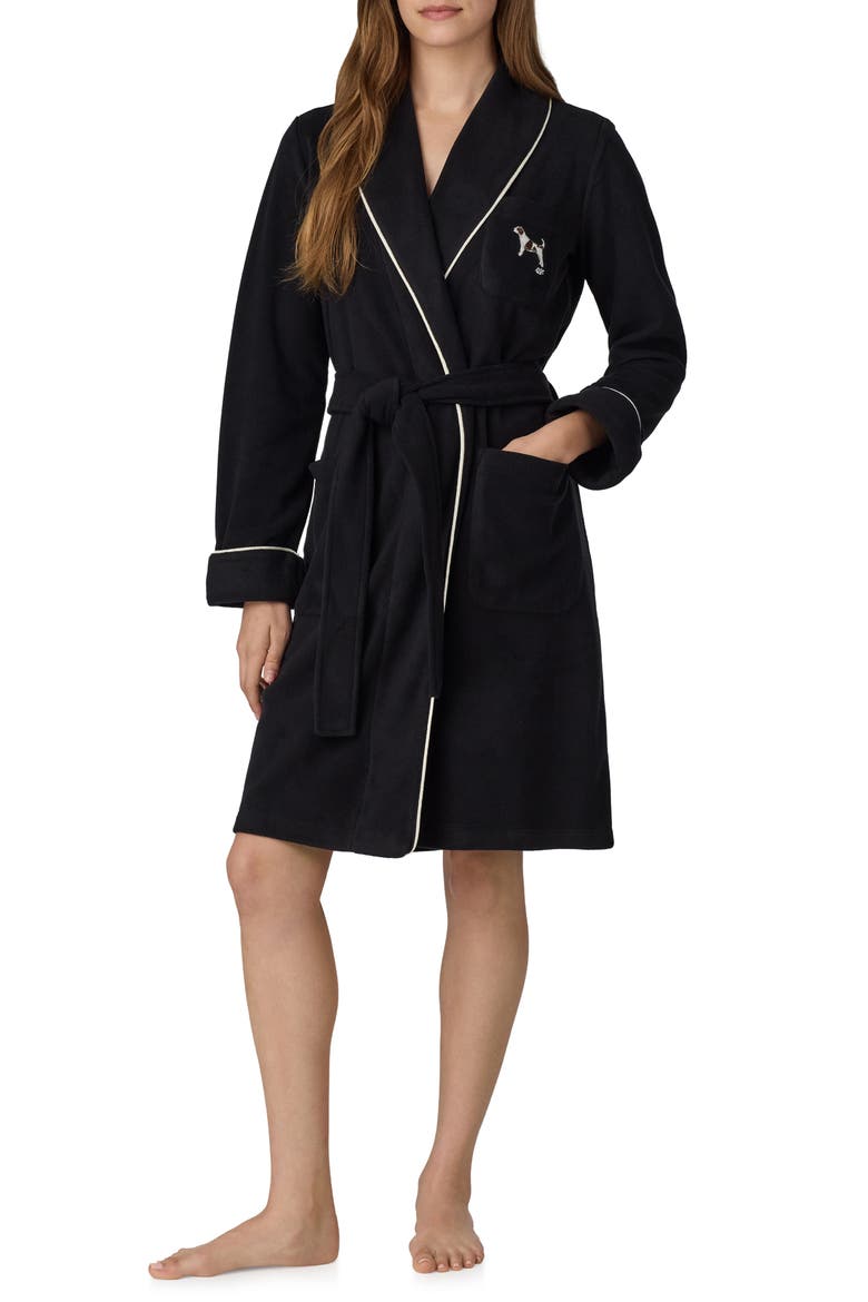 Shawl Collar Short Robe, Main, color, BLACK
