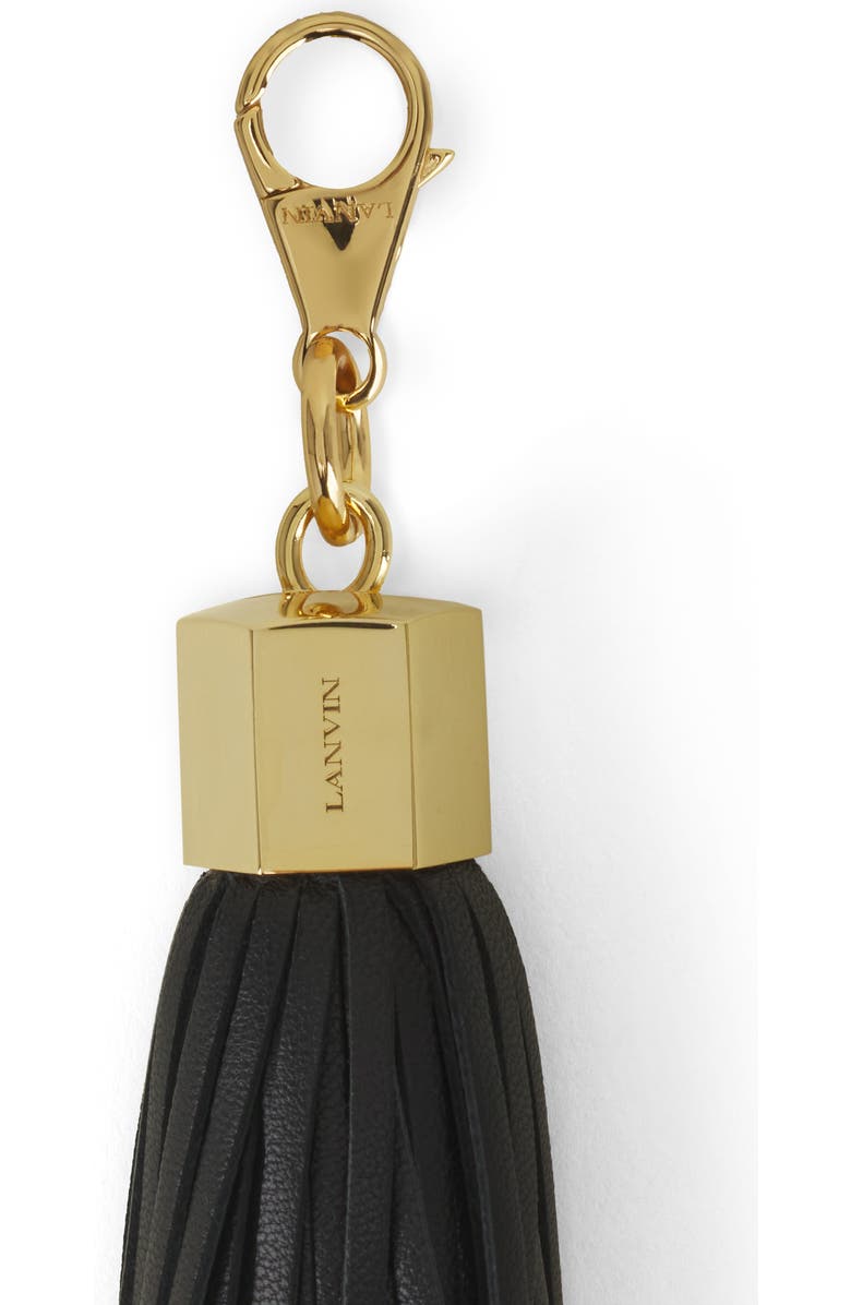 Lanvin Leather Pompom Bag Charm, Alternate, color, Black