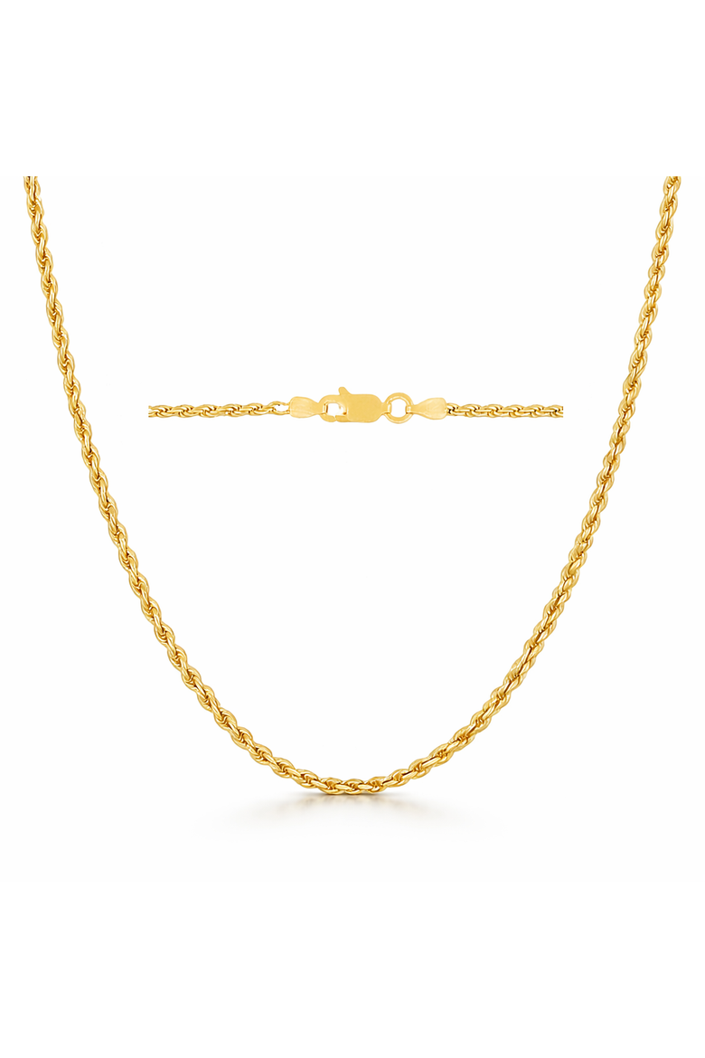 Gold-Plated Sterling Silver 3MM Twisted Necklace, Main, color, Gold