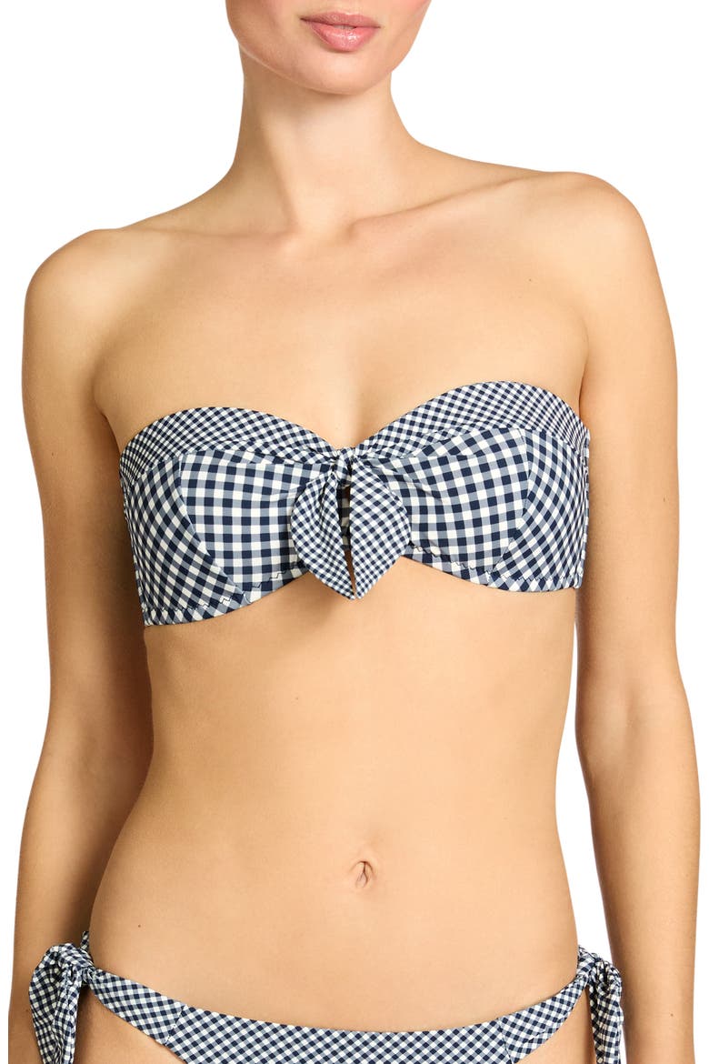 Brigitte Bandeau Bikini Top, Main, color, NAVY/ CREAM