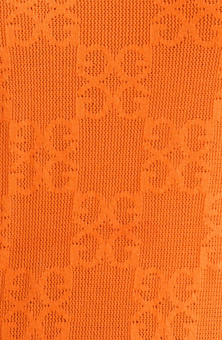 G/FORE Pointelle Short Sleeve Sweater, Alternate, color, Shocking Orange