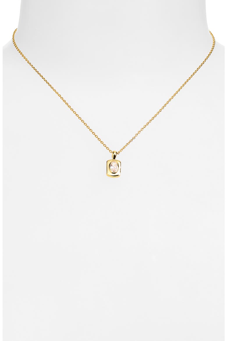 Cubic Zirconia Tag Pendant Necklace, Alternate, color, GOLD