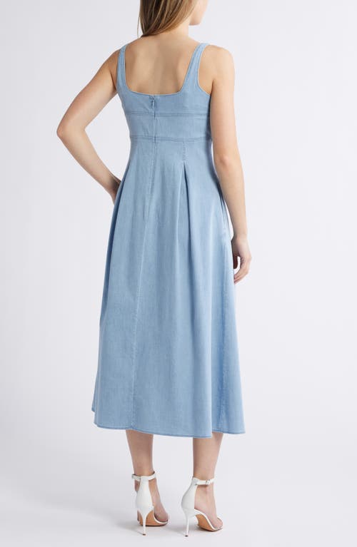 ANNE KLEIN ANNE KLEIN PLEATED DENIM DRESS