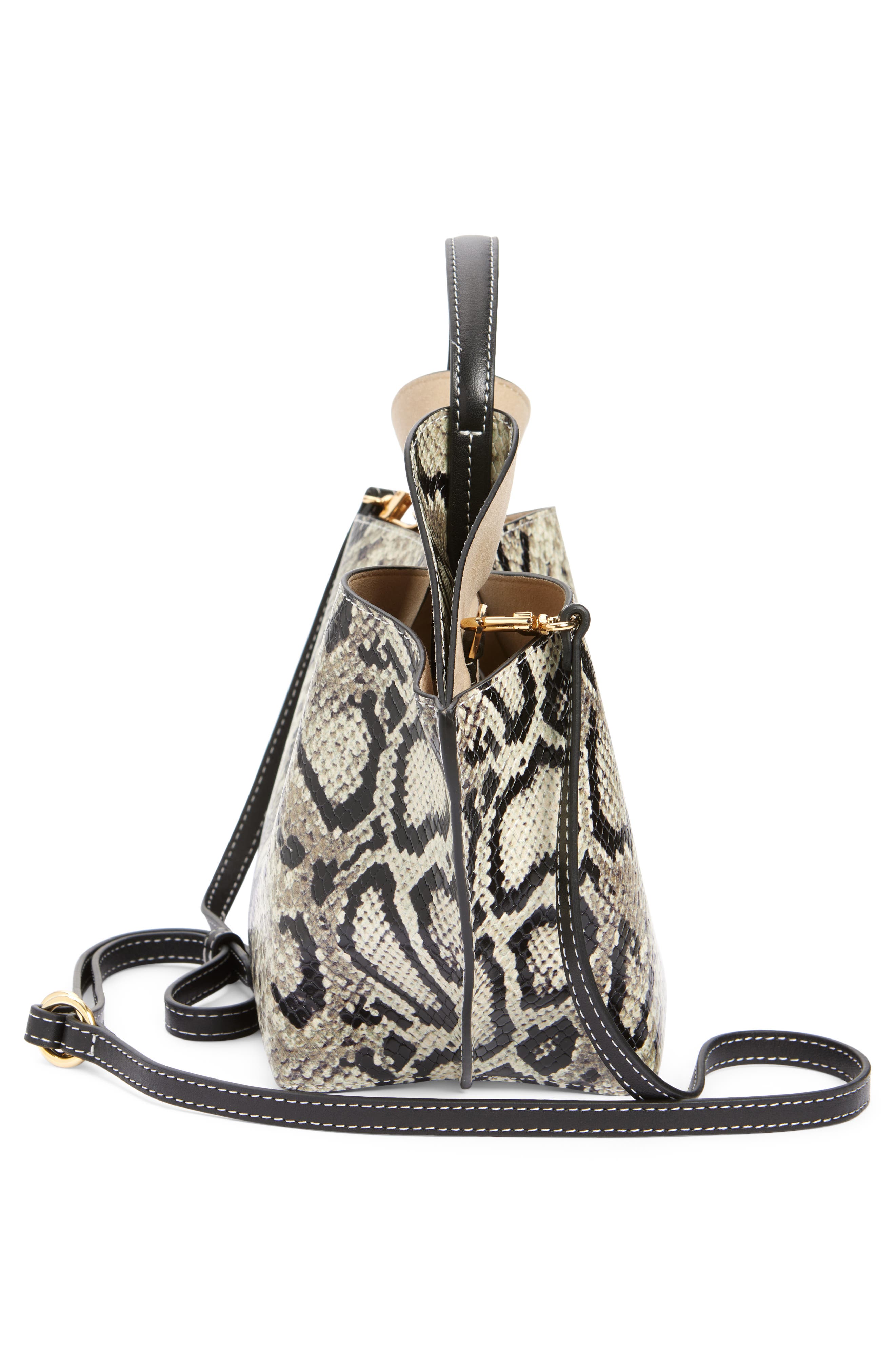 Ree Projects Mini Ann Snakeskin Embossed Leather Tote, Alternate, color, Python Black