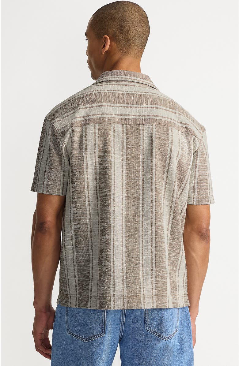 Lands' End Short Sleeve Textured Jacquard Camp Collar Shirt - Set Top, Alternate, color, Toasted Rye Stripe