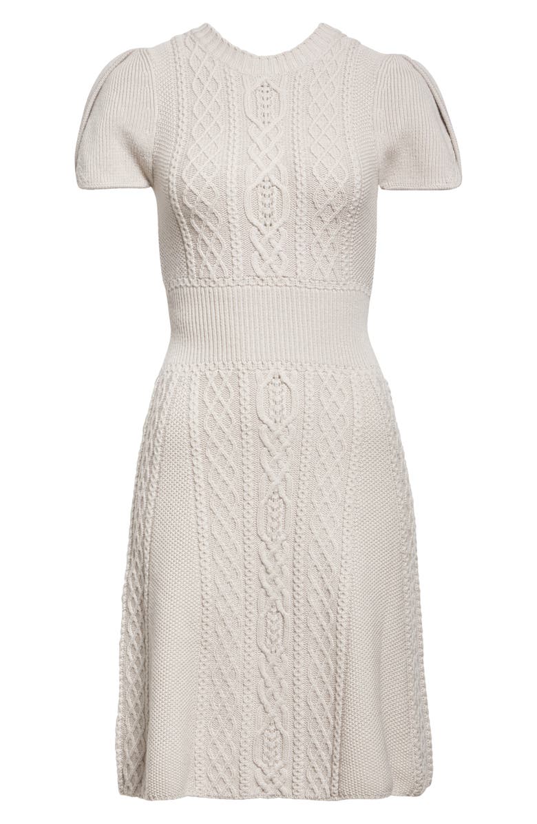 3.1 Phillip Lim Cable Stitch Wool Sweater Dress, Alternate, color, Oyster