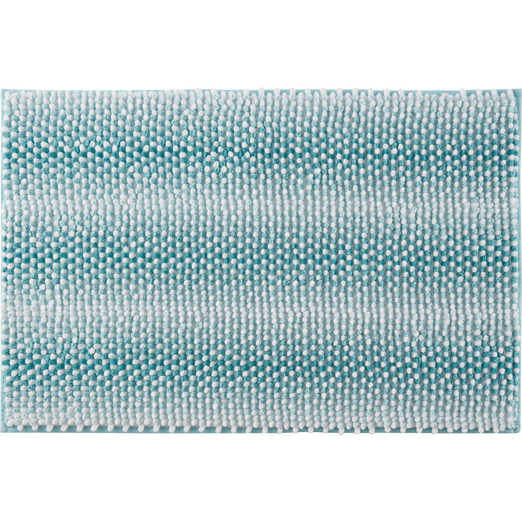 Vcny Home Heathered Stripe Memory Foam Bath Rug In Teal