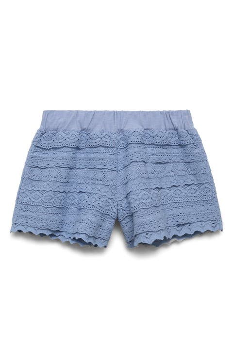 Open Stitch Ruffle Shorts