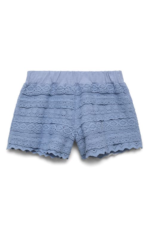 Mango Teen Open Stitch Ruffle Shorts In Blue