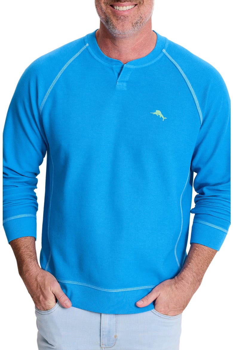 Montego Bay Abaco Long Sleeve Cotton & Lyocell Notch Neck Sweatshirt, Main, color, CAMPANULA