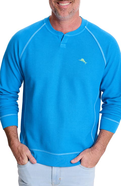 Montego Bay Abaco Long Sleeve Cotton & Lyocell Notch Neck Sweatshirt (Big & Tall)