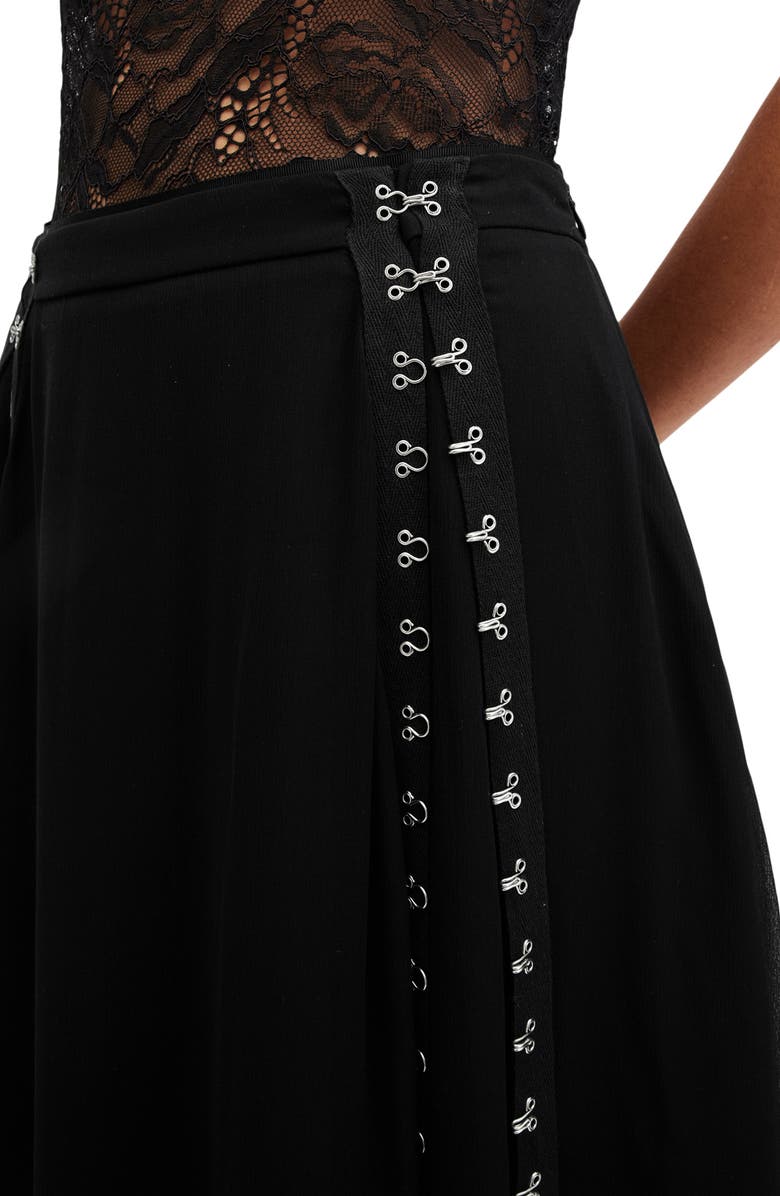 AllSaints Luna Handkerchief Skirt, Alternate, color, Black