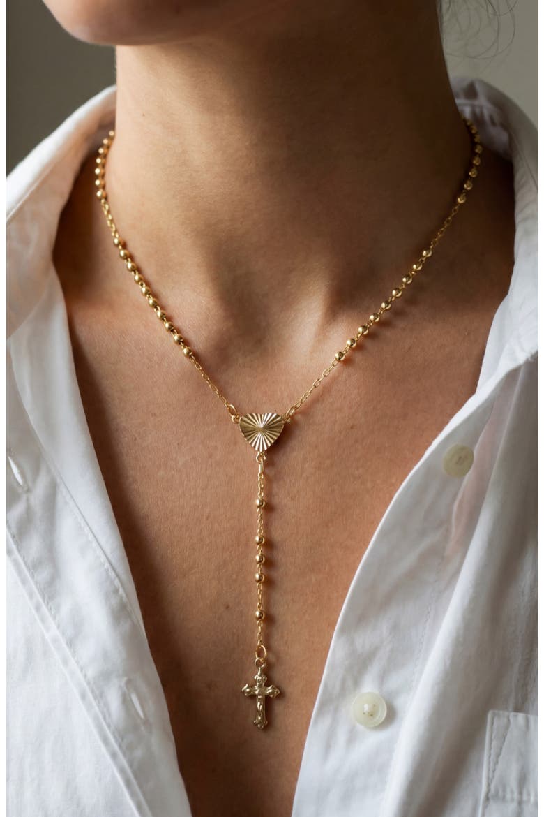 The Heart Rosary Necklace, Alternate, color, GOLD