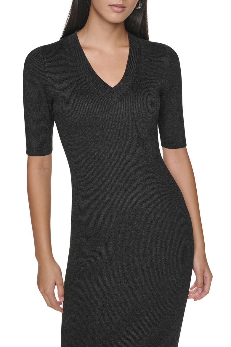 Lace Trim Midi Sweater Dress, Alternate, color, ASPHALT