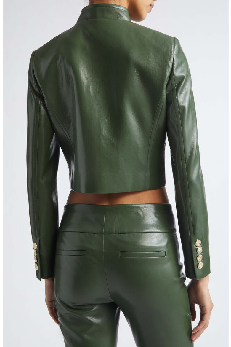 Emerson Faux Leather Crop Jacket, Alternate, color, DARK FERN