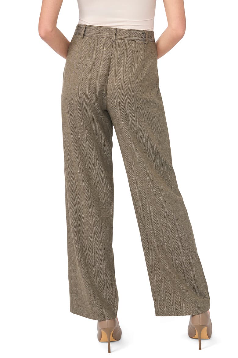 High Waist Herringbone Straight Leg Pants, Alternate, color, RICH BLACK/ BEIGE