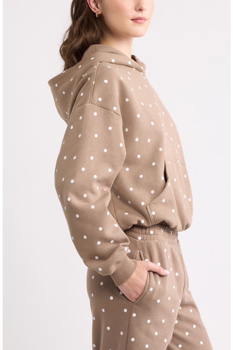 Printed Oversize Bubble Hem Hoodie, Alternate, color, BROWN T- WHITE COZY DOT