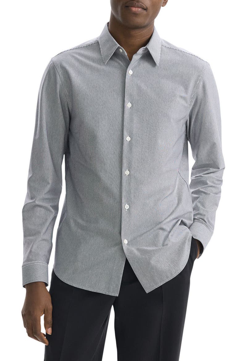 Sylvain Pinstripe Button-Up Shirt, Main, color, VAPOR MELANGE