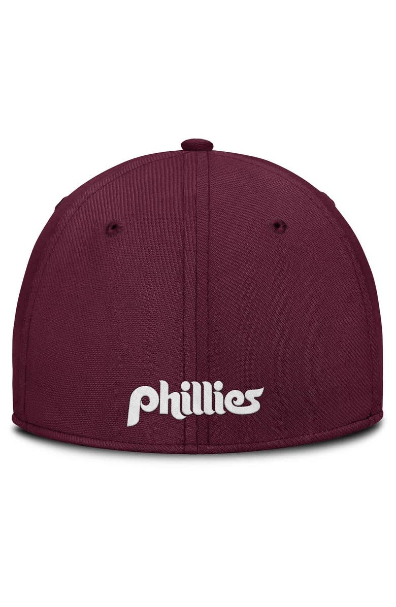 Nike Men's Nike Burgundy/Light Blue Philadelphia Phillies Rise Swoosh Performance Flex Hat, Alternate, color, 