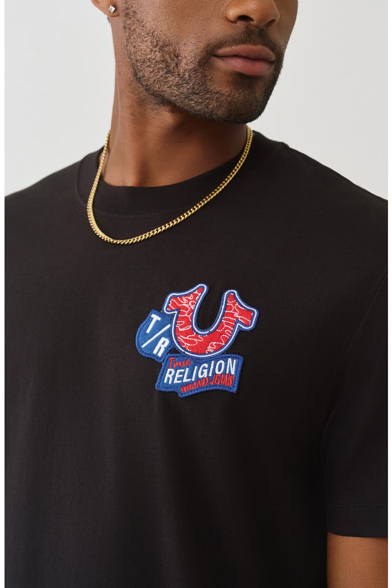 Embroidered Patch Graphic T-Shirt, Alternate, color, JET BLACK