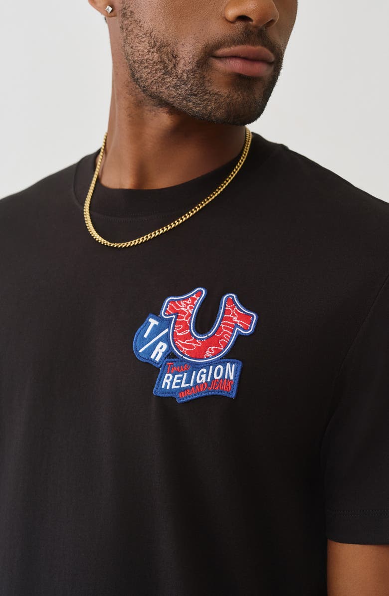 True Religion Embroidered Patch Graphic T-Shirt, Alternate, color, Jet Black