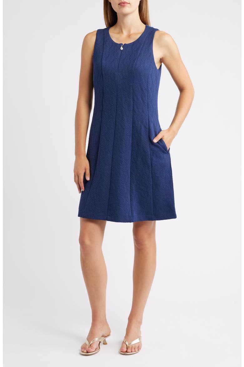 Darcy Jacquard Sleeveless Fit & Flare Dress, Main, color, COASTLINE